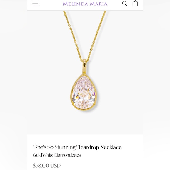 BRAND NEW MELINDA MARIA ‘It’s So Stunning’ TEARDROP NECKLACE-  GORGEOUS 🤩🌸🫶 - Picture 2 of 11